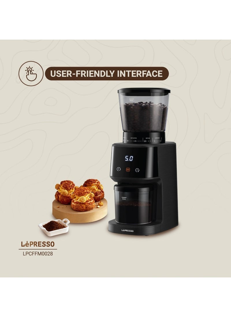 LP028 Conical Burr Grinder 165W with 275g Bean Hopper Capacity / Timer / 40mm Burr Size / UK 3-Pin Plug Power Cord / 99g Chamber Capacity / 31 Grind Sizes/ User Friendly Interface/French Press / Pour Over / Drip Coffee / Siphon / Espresso - Black - pzsku/Z7DEB3468EE7526FC3665Z/45/_/1738070872/6bb8c023-9f70-448e-b132-59ed5c014db2