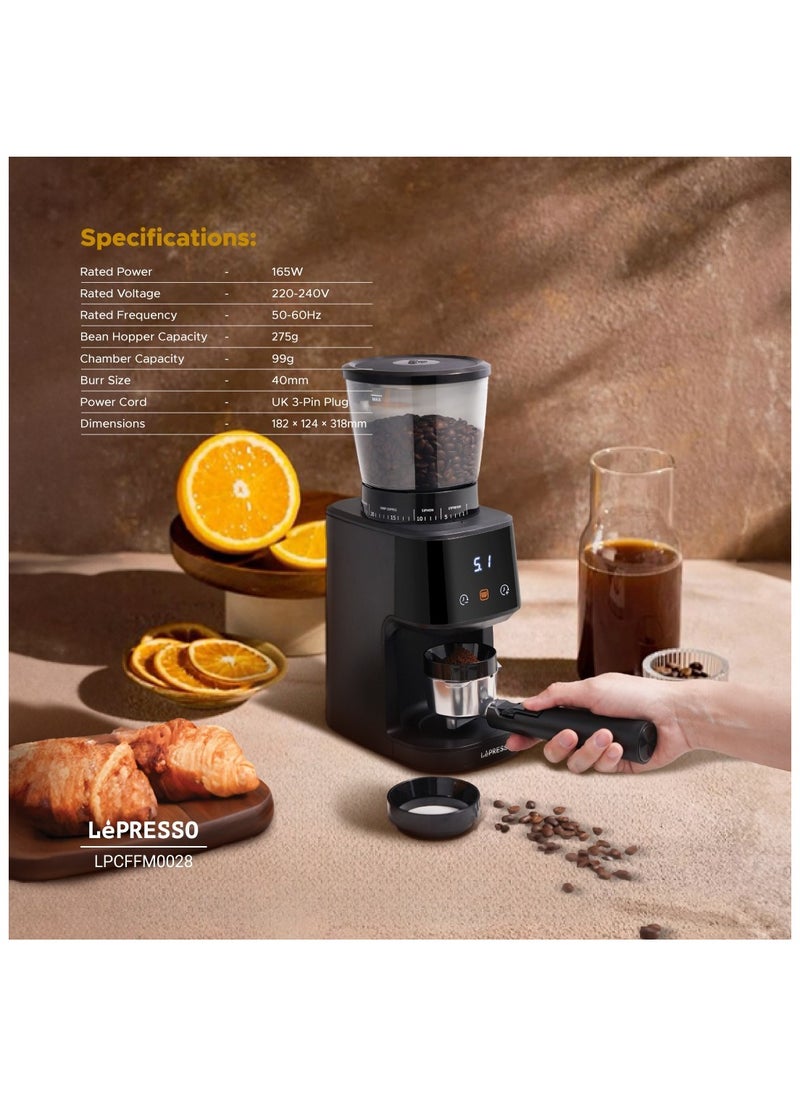 LP028 Conical Burr Grinder 165W with 275g Bean Hopper Capacity / Timer / 40mm Burr Size / UK 3-Pin Plug Power Cord / 99g Chamber Capacity / 31 Grind Sizes/ User Friendly Interface/French Press / Pour Over / Drip Coffee / Siphon / Espresso - Black - pzsku/Z7DEB3468EE7526FC3665Z/45/_/1738070887/f0db2942-3aa4-4732-ab11-214f7ed31f14