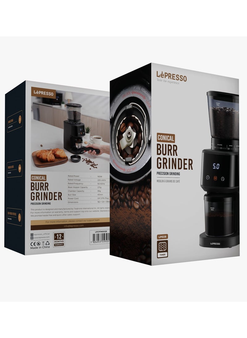 LP028 Conical Burr Grinder 165W with 275g Bean Hopper Capacity / Timer / 40mm Burr Size / UK 3-Pin Plug Power Cord / 99g Chamber Capacity / 31 Grind Sizes/ User Friendly Interface/French Press / Pour Over / Drip Coffee / Siphon / Espresso - Black - pzsku/Z7DEB3468EE7526FC3665Z/45/_/1738070911/bc1cfe76-93a7-446c-b880-153ec47d32d2