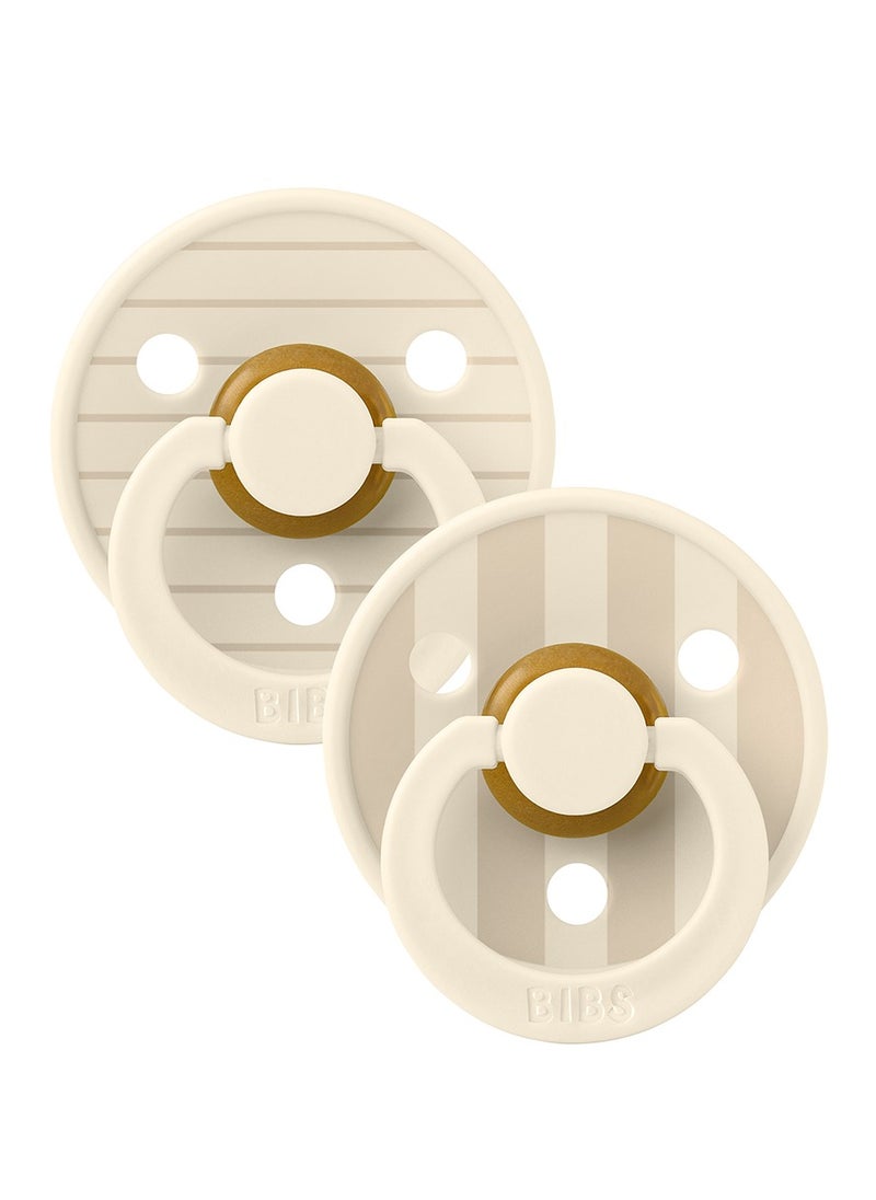 بيبس Pacifier Studio Colour 2 PACK Pin Round Nipple Latex Size 1 (0-6 months) Ivory Vanilla Mix  - Image 2