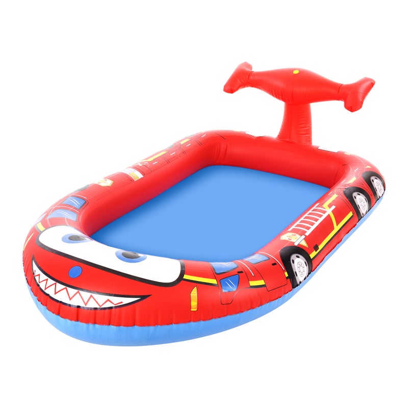 Large Inflatable Sprinkler Pool for Kids Splash Water Playing Pad Swimming Pool Summer Water Toys for Outdoor Backyard, Fire Truck 71 Inch - Image 1