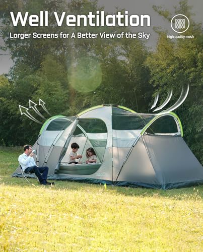LOYEAHCAMP 8 Person Larger Extended Dome Camping Tent with 3 Rooms, Waterproof Semi-Freestanding Family Outdoor Tent with Porch and Spacious Interior - Image 4