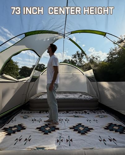 LOYEAHCAMP 8 Person Larger Extended Dome Camping Tent with 3 Rooms, Waterproof Semi-Freestanding Family Outdoor Tent with Porch and Spacious Interior - Image 5