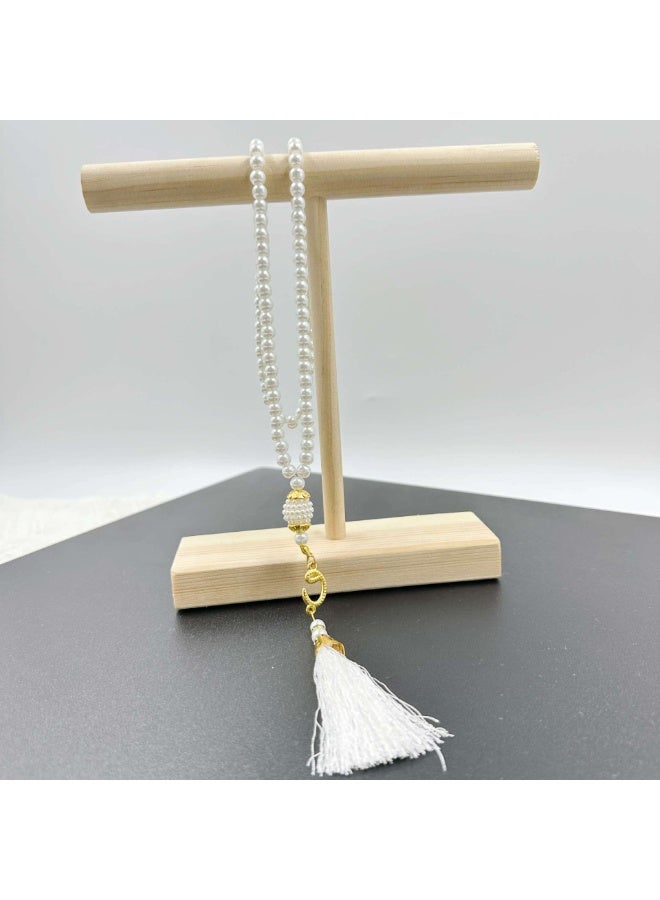 NIBEMINENT 99 Muslim Prayer Beads White/6mm 