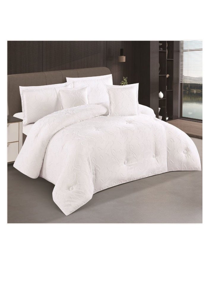 SMART HOME Luxurious embroidered bedspread made of 100% microfiber, reversible bed cover, double-filled duvet cover set, 4-piece sleeping set (filled duvet cover + fitted sheet + pillowcase + square pillowcase). Bedspread measures 170x230 cm and cover measures 120x200 cm (color same as pictured). - Image 1