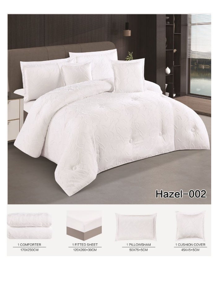 SMART HOME Luxurious embroidered bedspread made of 100% microfiber, reversible bed cover, double-filled duvet cover set, 4-piece sleeping set (filled duvet cover + fitted sheet + pillowcase + square pillowcase). Bedspread measures 170x230 cm and cover measures 120x200 cm (color same as pictured). - Image 5