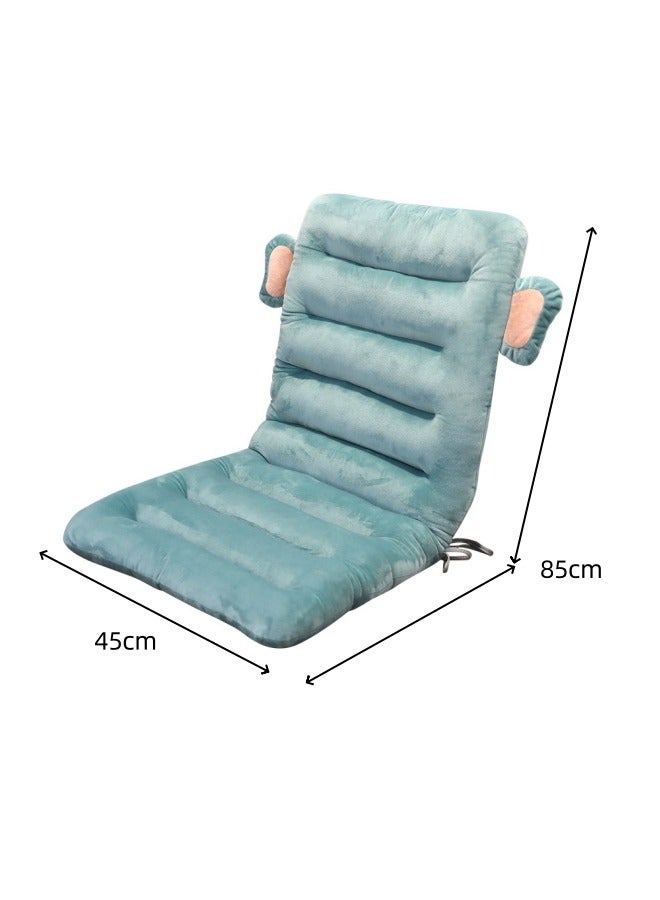 أيكين وسادة مقعد كرسي المكتب والأريكة والسيارة من القطن الفاخر المريح واللطيف من مادة البولي بروبيلين وسادة مقعد غير قابلة للانزلاق للظهر وسادة كرسي هزاز من القطن لدعم الظهر (فيل أزرق) - Image 2