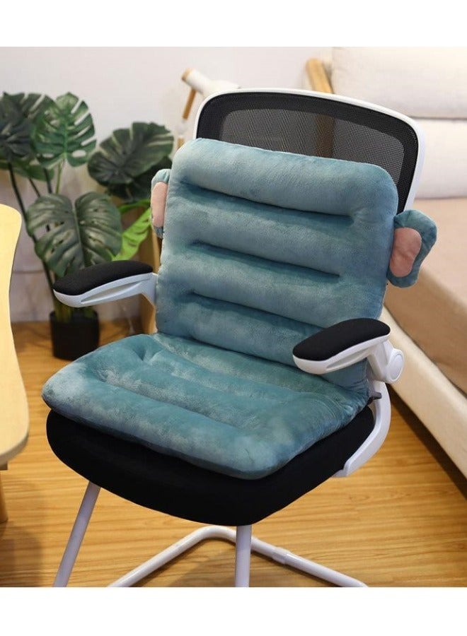 أيكين وسادة مقعد كرسي المكتب والأريكة والسيارة من القطن الفاخر المريح واللطيف من مادة البولي بروبيلين وسادة مقعد غير قابلة للانزلاق للظهر وسادة كرسي هزاز من القطن لدعم الظهر (فيل أزرق) - Image 3