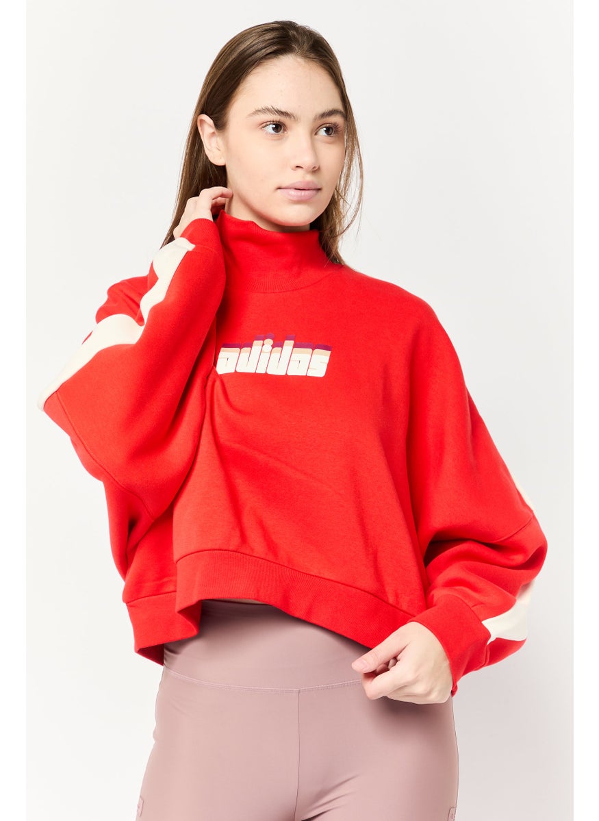 adidas Originals Women Sportswear Fit Long Sleeve Outdoor Hoodie, Red  - Image 1