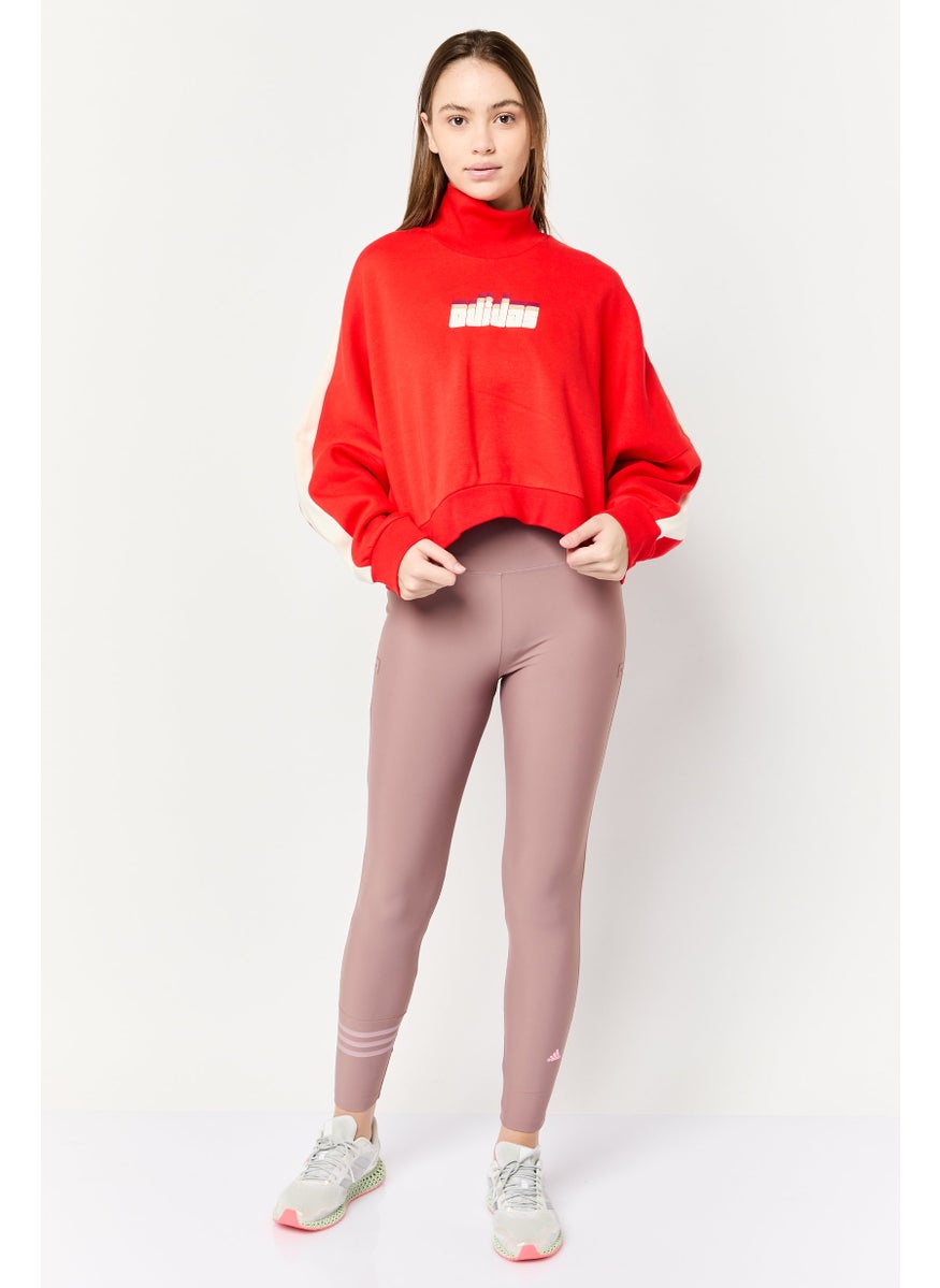 adidas Originals Women Sportswear Fit Long Sleeve Outdoor Hoodie, Red  - Image 2