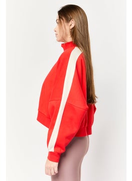 adidas Originals Women Sportswear Fit Long Sleeve Outdoor Hoodie, Red  - Image 4