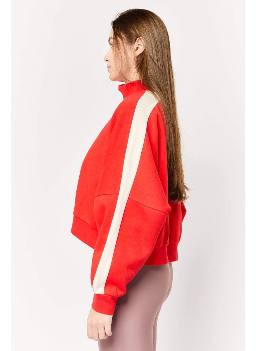 adidas Originals Women Sportswear Fit Long Sleeve Outdoor Hoodie, Red  - Image 4