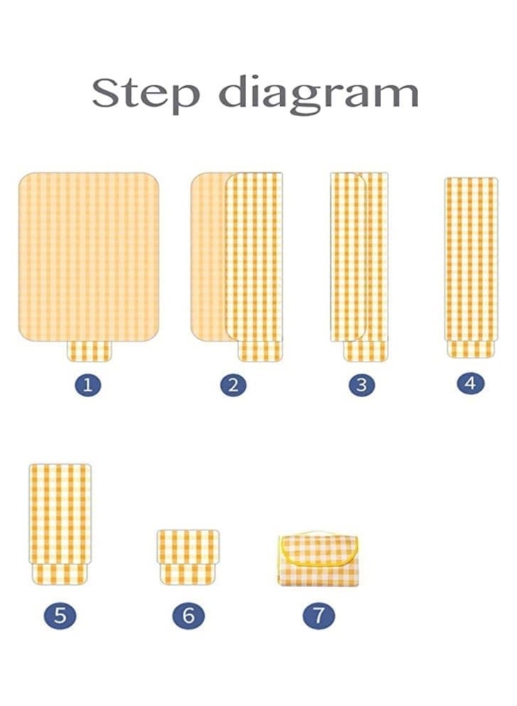 ديوتي اضافية كبيرة نزهة العائلة 2M 2M بطانية الشاطئ في الهواء الطلق بطانيات نزهة قابلة للطي مقاومة للماء الرمال مع حصيرة نزهة صفراء - Image 4