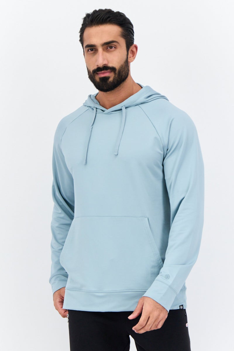 Gaiam Men Slim Fit Long Sleeves Training Hoodies, Slate Blue  - Image 1