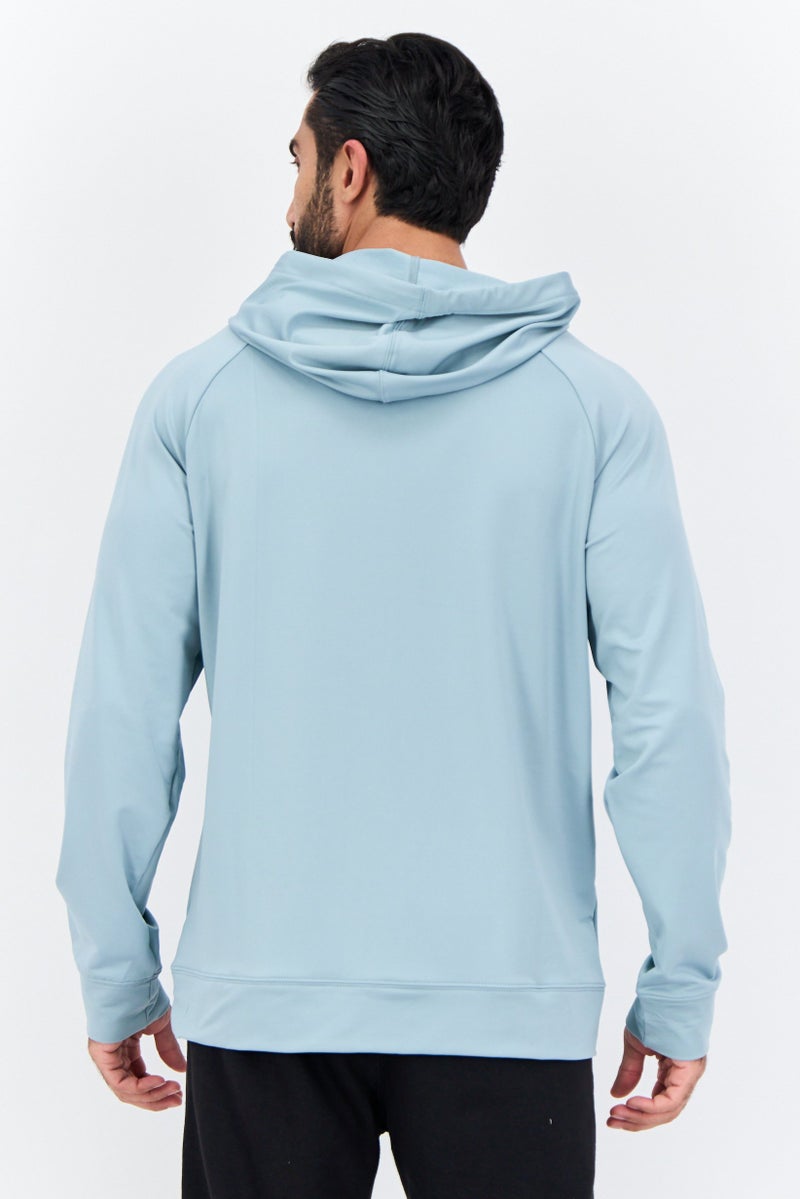 Gaiam Men Slim Fit Long Sleeves Training Hoodies, Slate Blue  - Image 3