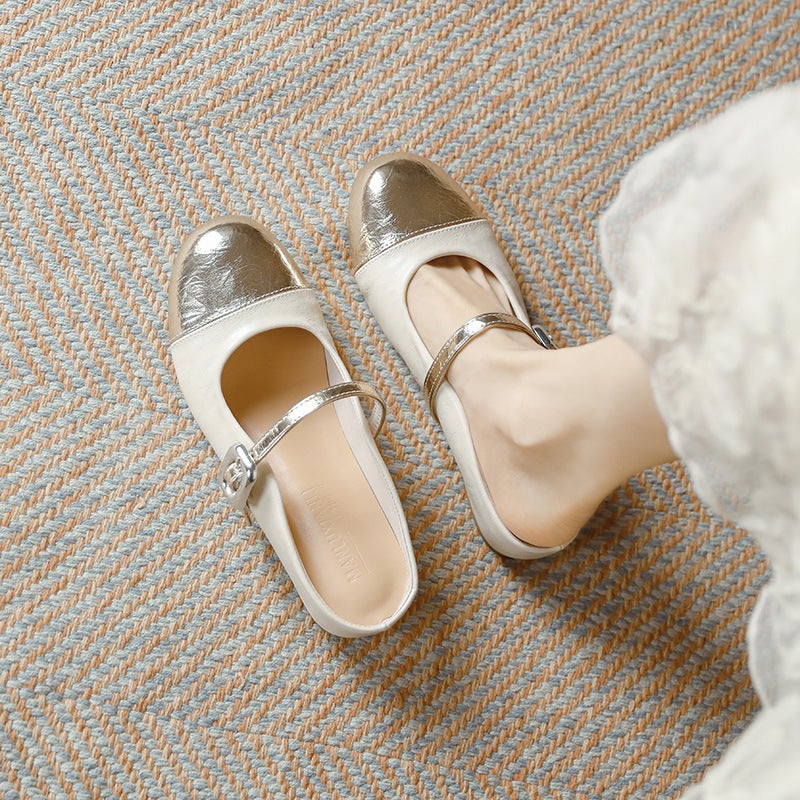 Small People Increase Their Height By 5Cm With Soft-Soled Slip-Ons, Lazy Toe-Cap Half-Slippers, Mary Jane Shoes 33 - Image 4
