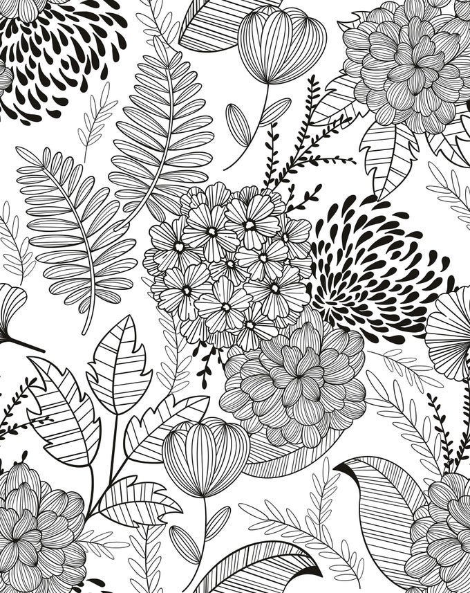 BLACK AND WHITE PEEL AND STICK WALLPAPER FOR BATHROOM BOHO VINTAGE FLORAL LEAF CONTACT PAPER FOR CABINETS AND DRAWERS LAUNDRY ROOM WALLPAPER STICK AND PEELREMOVABLEWATERPROOF 788INL173INW