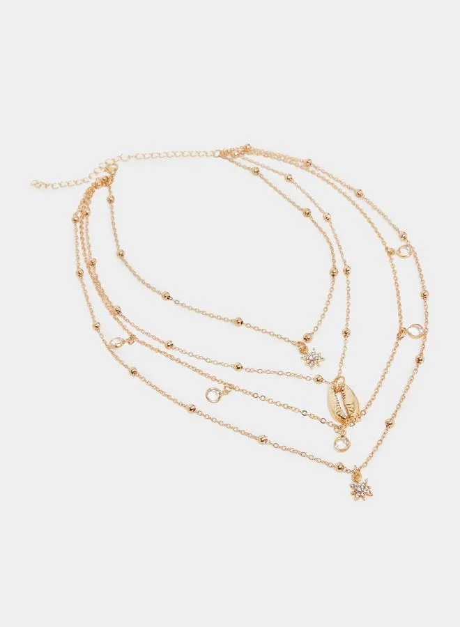 Styli Layered Chain Necklace with Charms