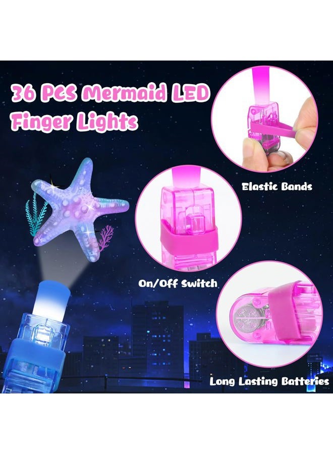 Oitnlaughter 36Pcs Mermaid LED Finger Lights Mermaid Party Favors Glow in the Dark Light Up Finger Lights Ocean Themed Toys Bulk for Under The Sea Birthday Party Goodie Bag Stuffer Birthday Gifts Classroom Prize - Image 3