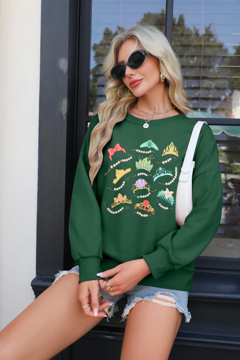 BANGELY Magical Sweatshirt Women Cute Embroidered Magic Princess Sweater Family Vacation Shirt Casual Long Sleeve Top - Image 4