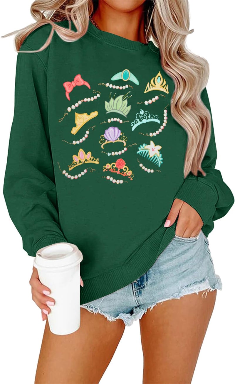 BANGELY Magical Sweatshirt Women Cute Embroidered Magic Princess Sweater Family Vacation Shirt Casual Long Sleeve Top - Image 1