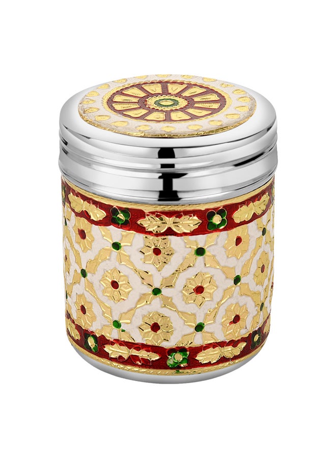 AL SANIDI Indian Stainless steel Spices storage, Tea, coffee and sugar storage for trips, White*Gold, 200 ml - Image 1