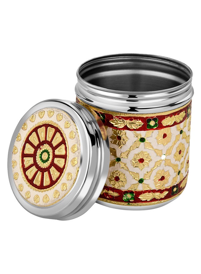 AL SANIDI Indian Stainless steel Spices storage, Tea, coffee and sugar storage for trips, White*Gold, 200 ml - Image 2