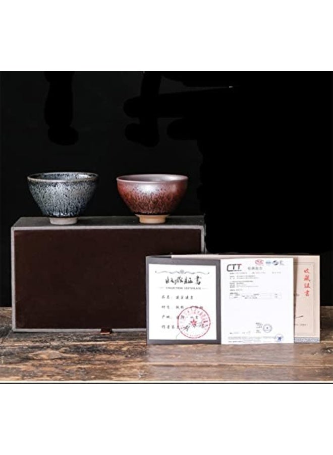 Handmade JianZhan Tenmoku Tea Coffee Cup Bowl Chinese Crafts Mug Designer Tea Cup Set Collection Ceremony Ancient Style (MIXED 2 COLORS) - Image 5