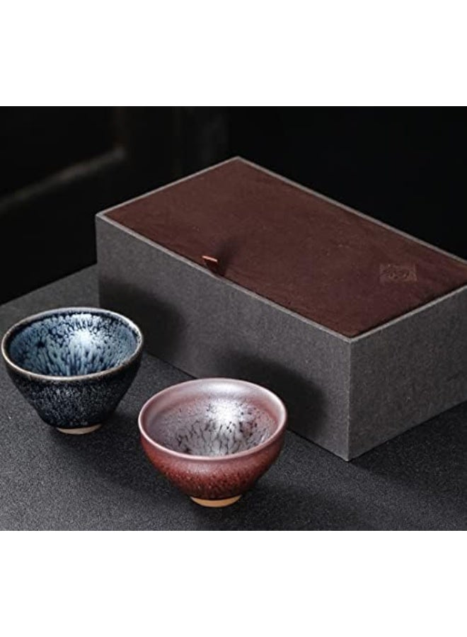 Handmade JianZhan Tenmoku Tea Coffee Cup Bowl Chinese Crafts Mug Designer Tea Cup Set Collection Ceremony Ancient Style (MIXED 2 COLORS) - Image 1