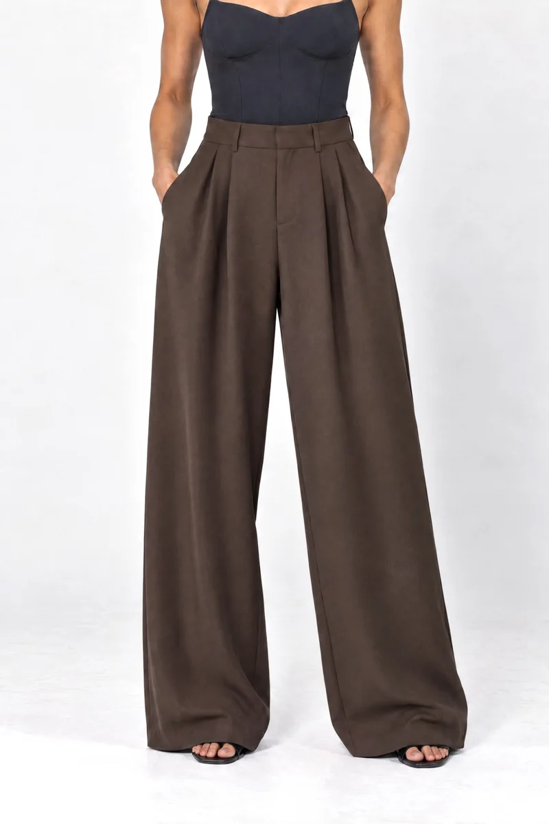 Hiccup Wide Leg Woven Pants with Adjustable Button Detail