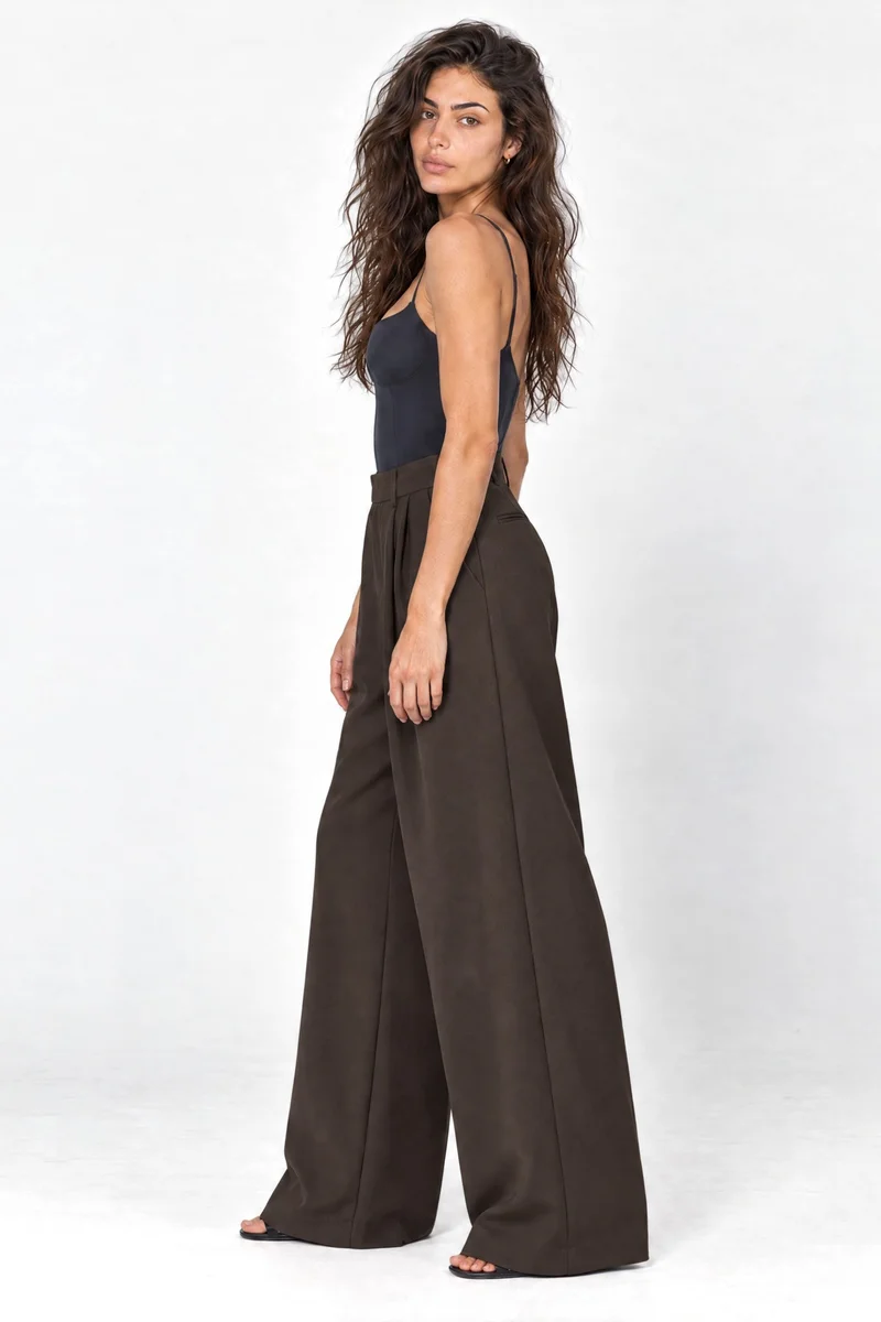 Hiccup Wide Leg Woven Pants with Adjustable Button Detail