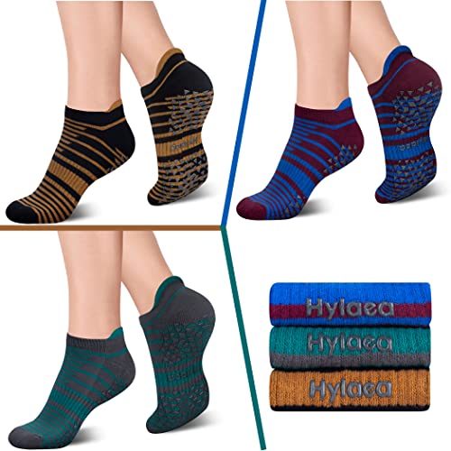 Hylaea Womens & Mens Non Slip Socks with Cushion for Yoga Pilates Barre Home Hospital Socks Stripe Small Medium - Image 2