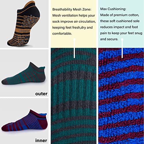 Hylaea Womens & Mens Non Slip Socks with Cushion for Yoga Pilates Barre Home Hospital Socks Stripe Small Medium - Image 5