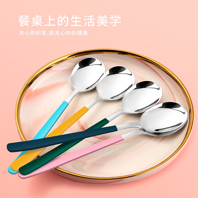 Yousheng Meidi Shuangshihui New Stainless Steel Small Rice Spoon Kitchen Tableware High-Looking Five-Color Portable Spoon - Image 3