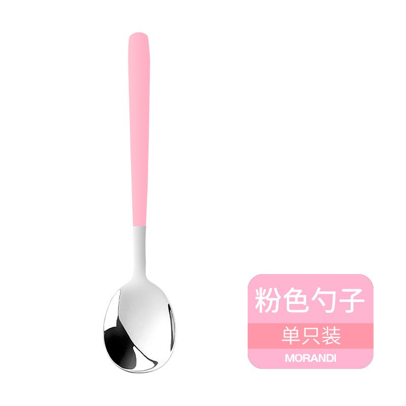 Yousheng Meidi Shuangshihui New Stainless Steel Small Rice Spoon Kitchen Tableware High-Looking Five-Color Portable Spoon - Image 1