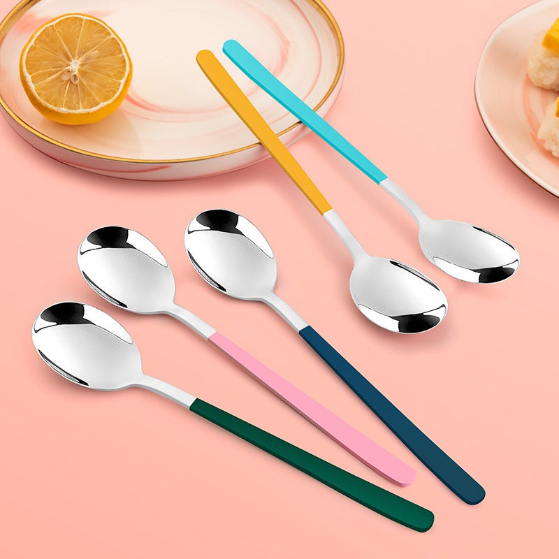 Yousheng Meidi Shuangshihui New Stainless Steel Small Rice Spoon Kitchen Tableware High-Looking Five-Color Portable Spoon - Image 4