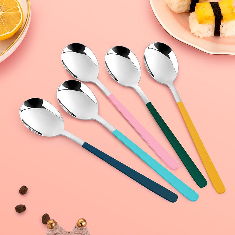 Yousheng Meidi Shuangshihui New Stainless Steel Small Rice Spoon Kitchen Tableware High-Looking Five-Color Portable Spoon - Image 5