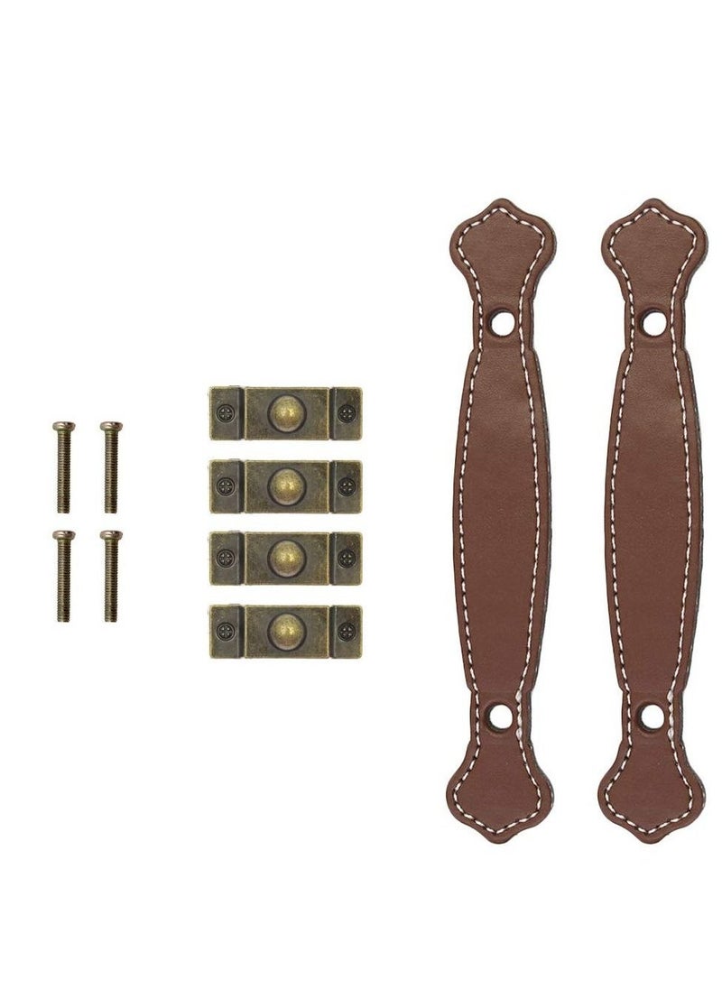 6 Piece Surface Leather Furniture Handle, 6.3" (16 cm) Vintage Style Strong Leather Handle Pull for Drawer Cabinet PU Luggage (Brown)  - Image 4