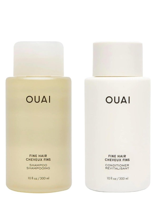 OUAI Fine Shampoo + Conditioner Set. Free from Sulfates. 10 oz Each. - Image 1