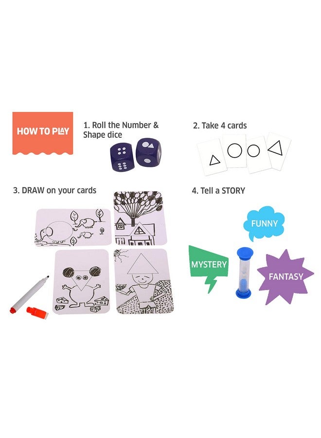 Chalk and Chuckles Shape Your Story, Drawing and Storytelling Card Game, Creativity and Fun Age 5-99 Year, Gifts for Girls, Boys, Adults - Image 4