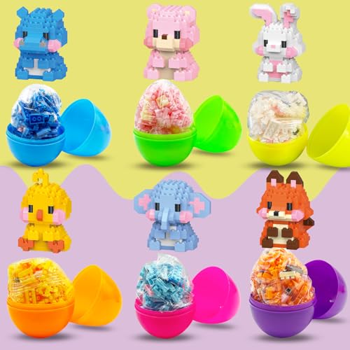 CHHOEAV 6 Pack Prefilled Easter Eggs with Toys Inside Cute Mini Animals Building Blocks for Easter Basket Stuffers Essential Easter Egg Fillers Gift for Kids Age 612 - Image 5