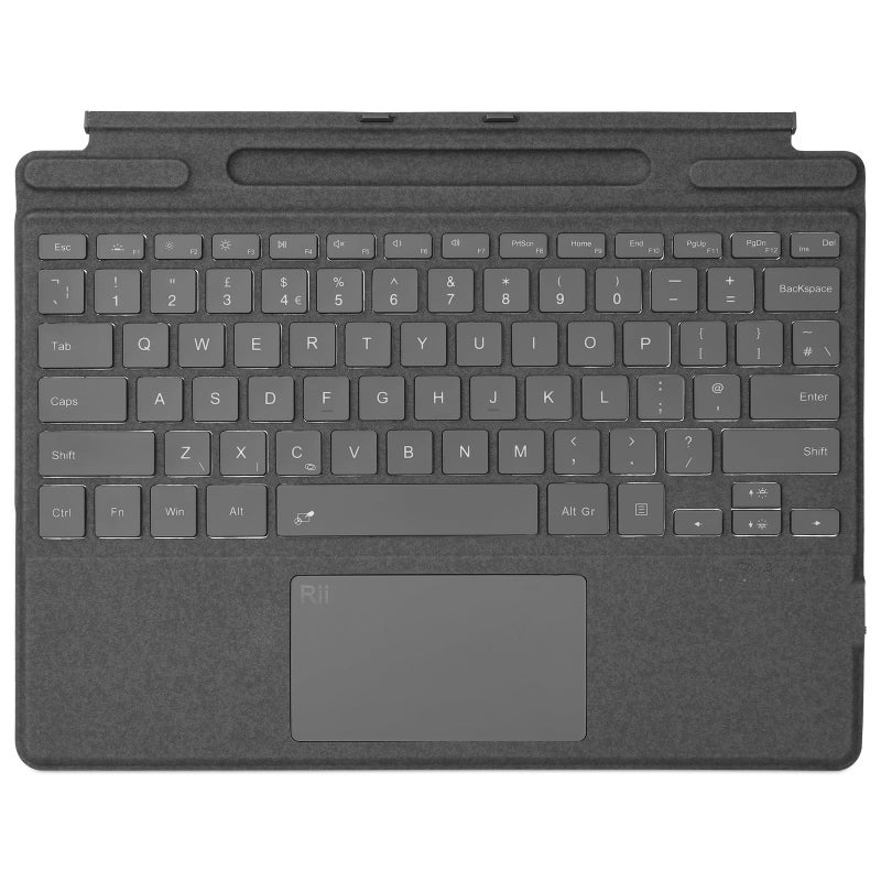 Rii Surface Pro Type CoverUltraSlim Portable Bluetooth Wireless Keyboard with Touchpad7 Color BacklitCompatible with Surface Pro 89X Only Black - Image 2