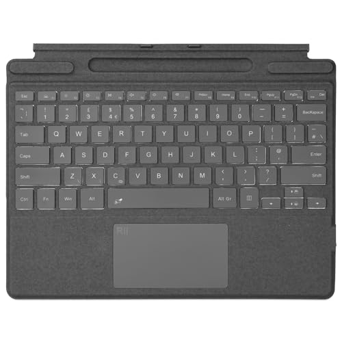 Rii Surface Pro Type CoverUltraSlim Portable Bluetooth Wireless Keyboard with Touchpad7 Color BacklitCompatible with Surface Pro 89X Only Black - Image 1