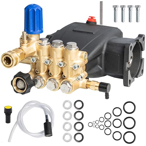 Hourleey Pressure Washer Pump, 3700PSI 2.5GPM 3/4" Shaft Horizontal Triplex Plunger Power Washer Pump Replacement with Adjustment Unloader, Compatible with Simpson MorFlex Models 40224, 40225, 40226 - Image 1