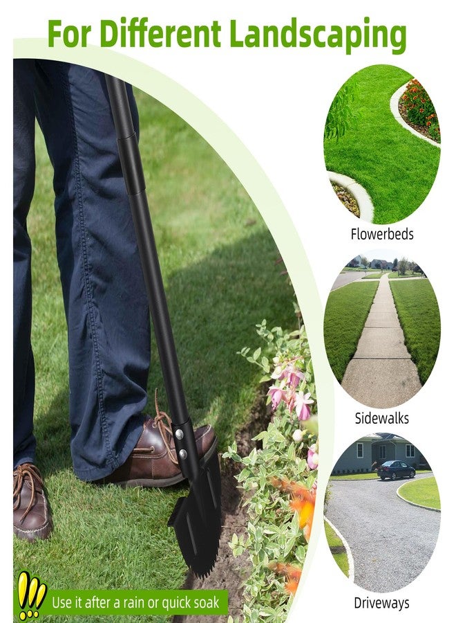 Lilyvane Lawn Edger, 42 Inch Half Moon Manual Edger Lawn Tool, Heavy Duty Saw Tooth Driveway Sidewalk Flower Bed Landscaping Grass Step Edging Tool, T-Grip, Long Handle - Image 5