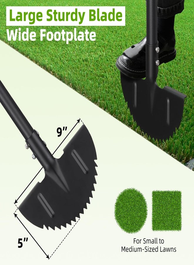 Lilyvane Lawn Edger, 42 Inch Half Moon Manual Edger Lawn Tool, Heavy Duty Saw Tooth Driveway Sidewalk Flower Bed Landscaping Grass Step Edging Tool, T-Grip, Long Handle - Image 3