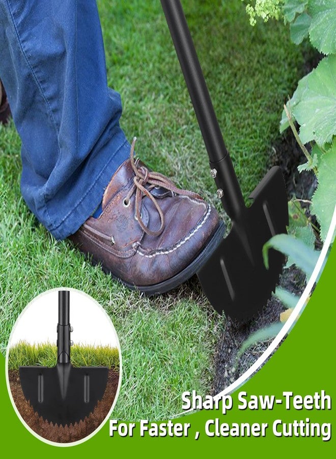 Lilyvane Lawn Edger, 42 Inch Half Moon Manual Edger Lawn Tool, Heavy Duty Saw Tooth Driveway Sidewalk Flower Bed Landscaping Grass Step Edging Tool, T-Grip, Long Handle - Image 2