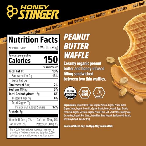 Honey Stinger Organic Peanut Butter Energy Waffle Variety Pack 6 Pack Each of Peanut Butter PB Chocolate and PB Strawberry Nutritious Stroopwafel Snack for Exercise Endurance and Performance - Image 5