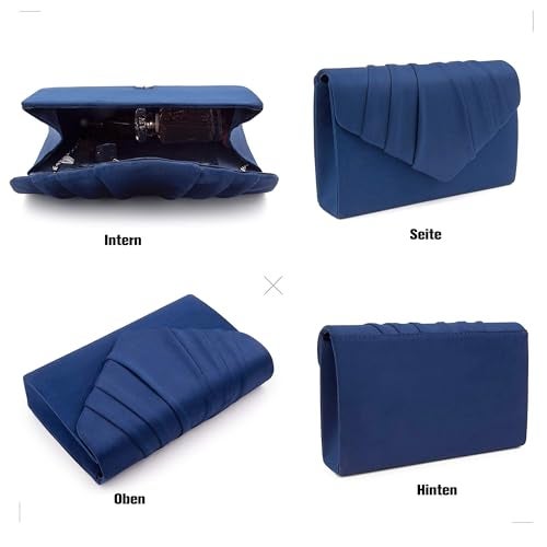 Milisente Clutch Purses For Women Suede Pleated Evening Bag Bridal Evening Clutch Bag (Navy) - Image 4