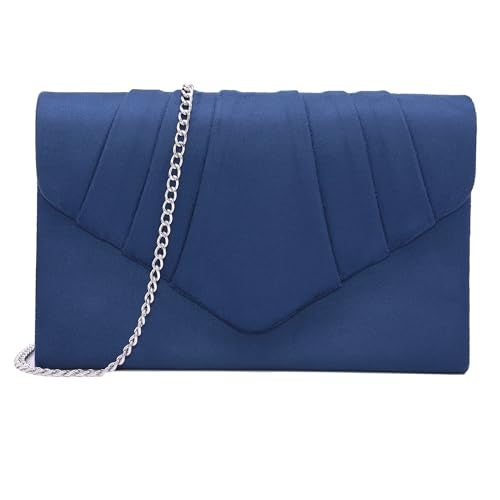 Milisente Clutch Purses For Women Suede Pleated Evening Bag Bridal Evening Clutch Bag (Navy) - Image 1